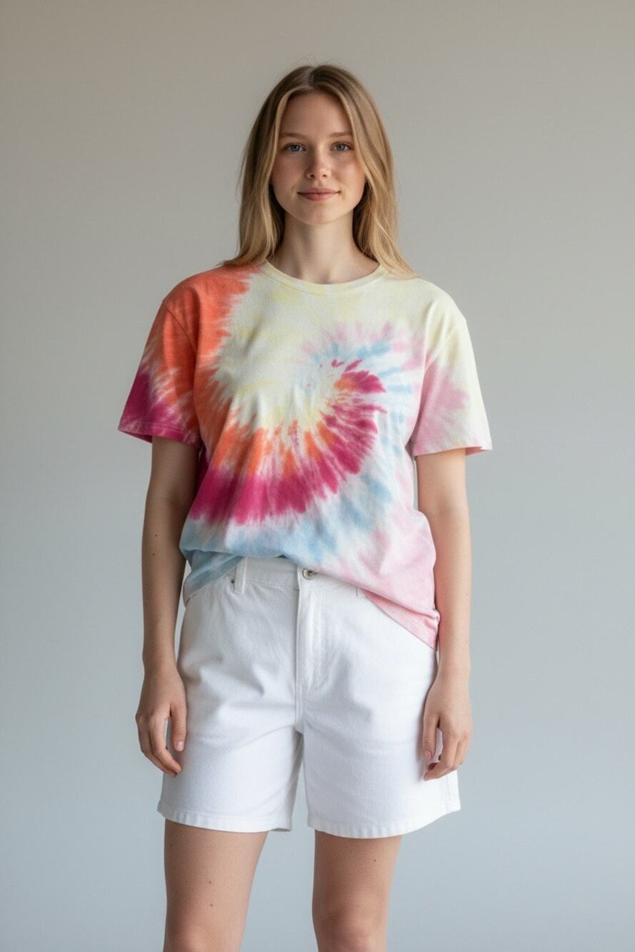 Gap Kids Girls Large Tie Dye T-Shirt Pink Orange Blue Short Sleeve Pocket Tee